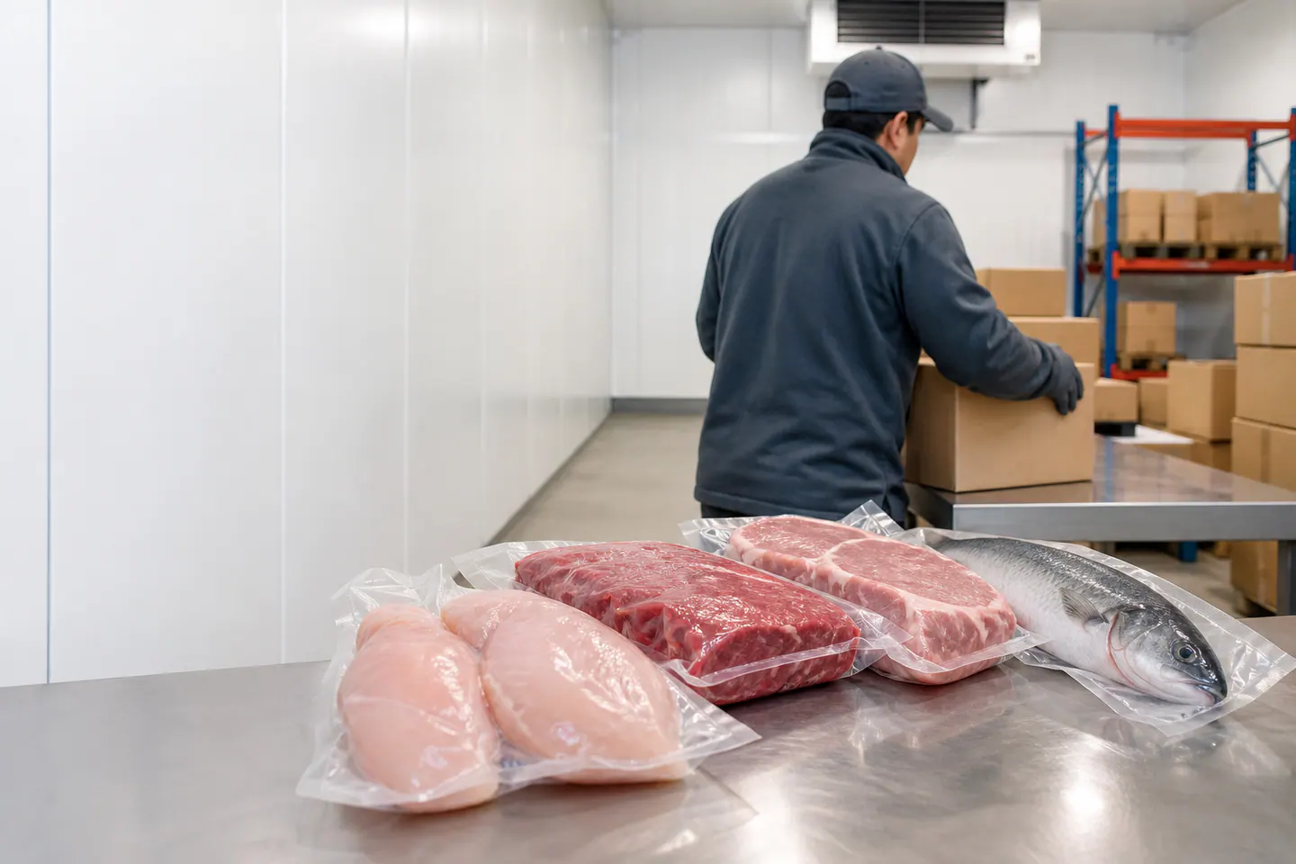 Preparación de un pedido de proteínas en una operación de distribución refrigerada
